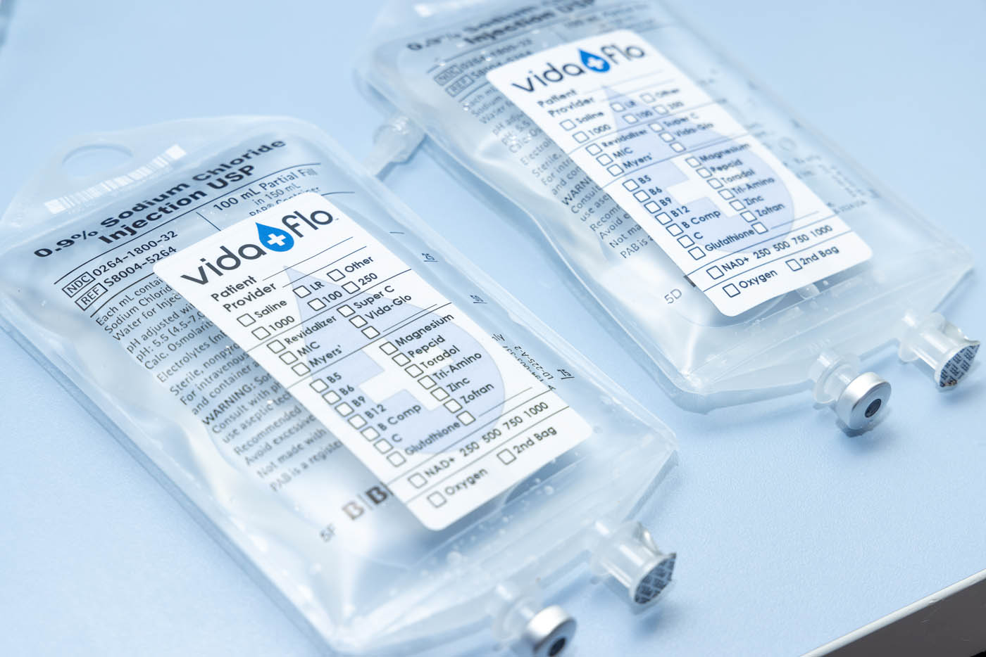 An image of Vida-Flo's Buckhead home iv therapy bags.
