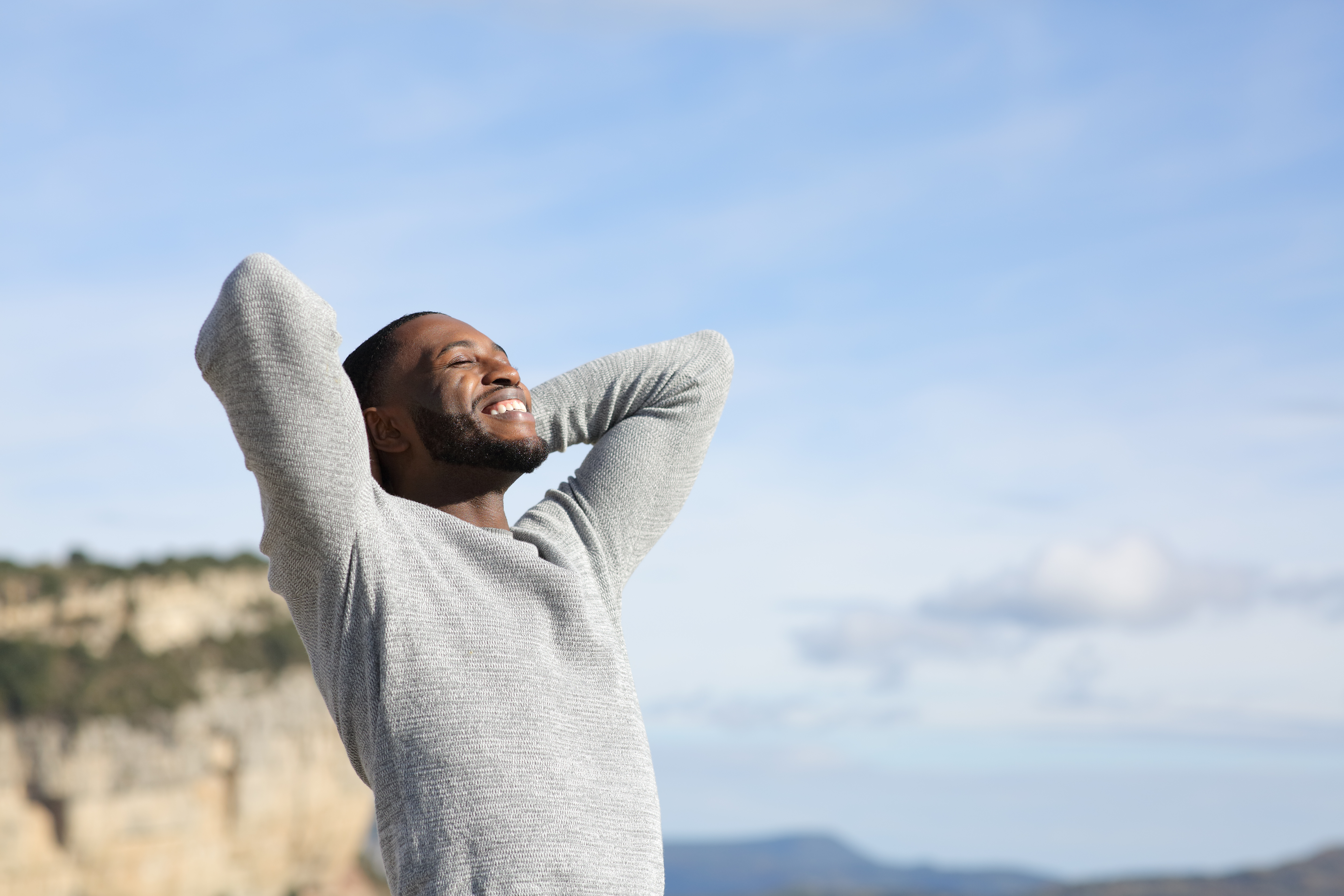 A man enjoying the benefits of IV hydration for beauty.